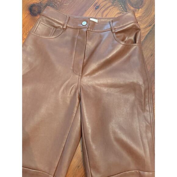 Aritzia Wilfred Oracle Faux Leather Balloon Pants Size 6 Brown EUC - Picture 10 of 16